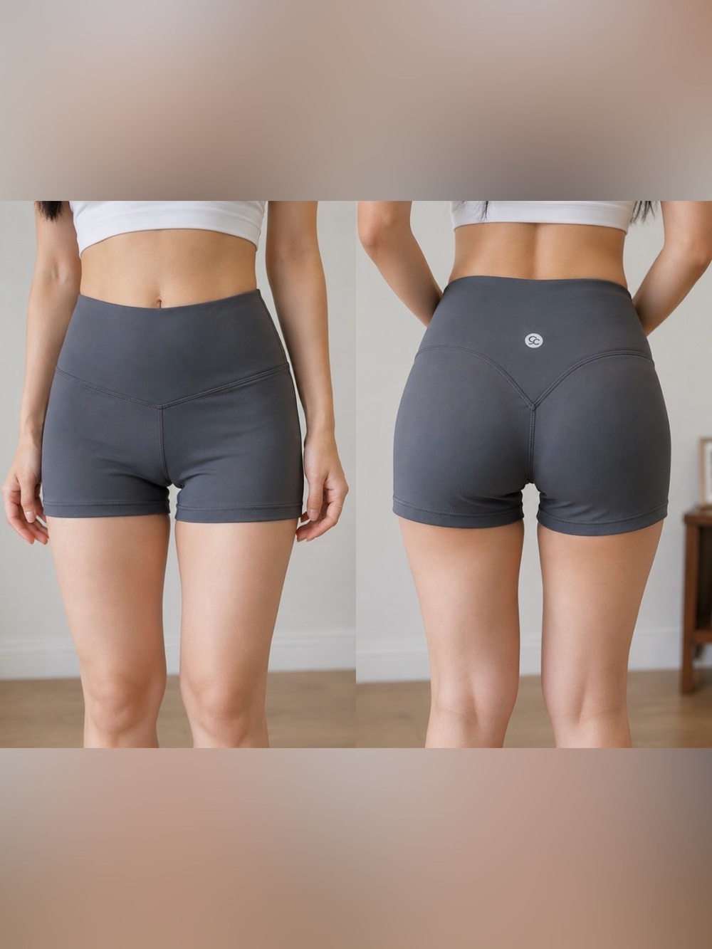 Stacci Athletics Women's High-Waist Athletic Shorts - Charcoal Gray